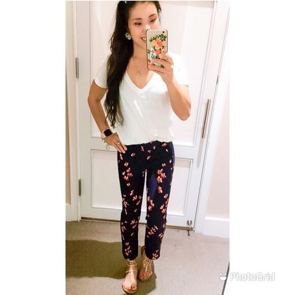 Loft Floral Straight Leg Ankle Pants - Picture 2 of 10